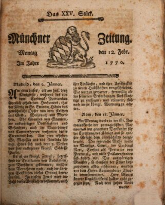 Münchner Zeitung (Süddeutsche Presse) Montag 12. Februar 1770