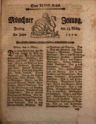 Münchner Zeitung (Süddeutsche Presse) Freitag 23. März 1770