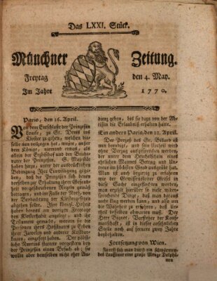 Münchner Zeitung (Süddeutsche Presse) Freitag 4. Mai 1770