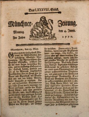 Münchner Zeitung (Süddeutsche Presse) Montag 4. Juni 1770