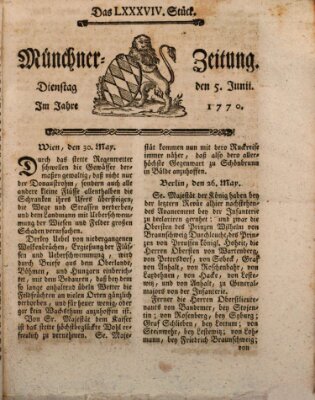 Münchner Zeitung (Süddeutsche Presse) Dienstag 5. Juni 1770