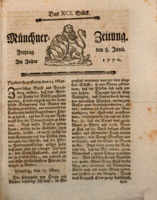 Münchner Zeitung (Süddeutsche Presse) Freitag 8. Juni 1770