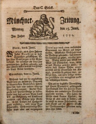 Münchner Zeitung (Süddeutsche Presse) Montag 25. Juni 1770