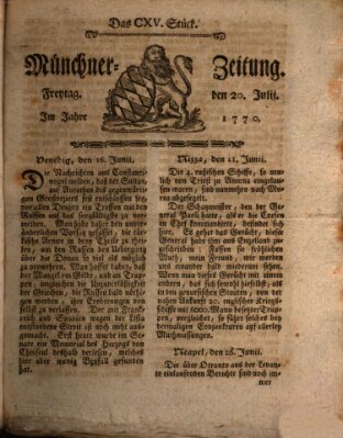 Münchner Zeitung (Süddeutsche Presse) Freitag 20. Juli 1770