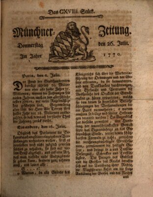 Münchner Zeitung (Süddeutsche Presse) Donnerstag 26. Juli 1770