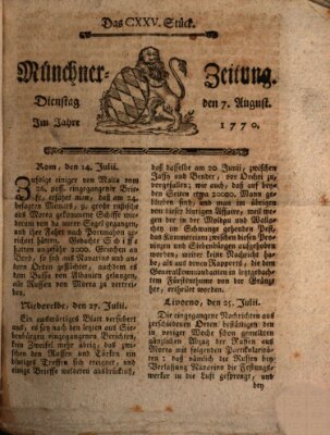 Münchner Zeitung (Süddeutsche Presse) Dienstag 7. August 1770