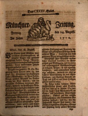 Münchner Zeitung (Süddeutsche Presse) Freitag 24. August 1770