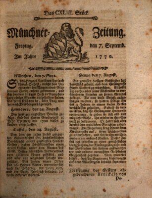 Münchner Zeitung (Süddeutsche Presse) Freitag 7. September 1770