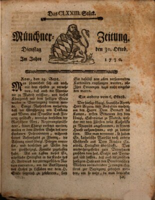 Münchner Zeitung (Süddeutsche Presse) Dienstag 30. Oktober 1770