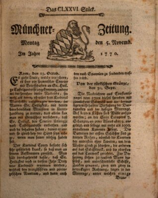 Münchner Zeitung (Süddeutsche Presse) Montag 5. November 1770