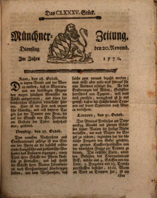 Münchner Zeitung (Süddeutsche Presse) Dienstag 20. November 1770