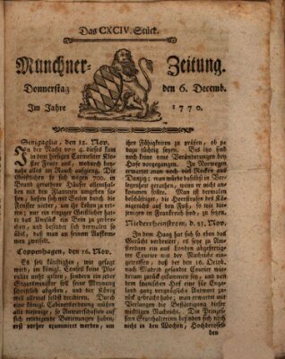 Münchner Zeitung (Süddeutsche Presse) Donnerstag 6. Dezember 1770