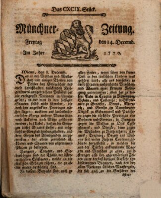 Münchner Zeitung (Süddeutsche Presse) Freitag 14. Dezember 1770