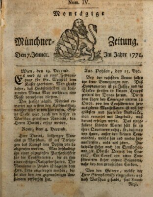 Münchner Zeitung (Süddeutsche Presse) Montag 7. Januar 1771