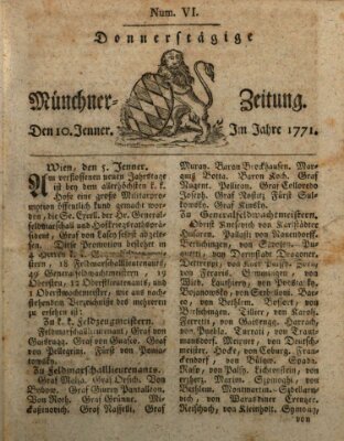 Münchner Zeitung (Süddeutsche Presse) Donnerstag 10. Januar 1771