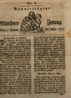Münchner Zeitung (Süddeutsche Presse) Thursday 17. January 1771