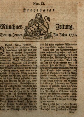 Münchner Zeitung (Süddeutsche Presse) Freitag 18. Januar 1771