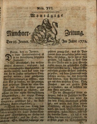 Münchner Zeitung (Süddeutsche Presse) Montag 28. Januar 1771