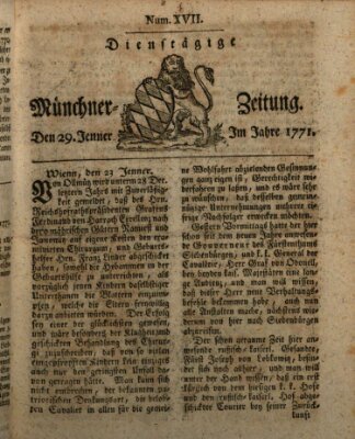 Münchner Zeitung (Süddeutsche Presse) Dienstag 29. Januar 1771