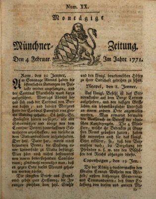 Münchner Zeitung (Süddeutsche Presse) Montag 4. Februar 1771