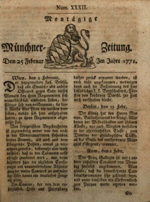 Münchner Zeitung (Süddeutsche Presse) Montag 25. Februar 1771