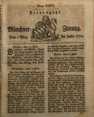 Münchner Zeitung (Süddeutsche Presse) Freitag 1. März 1771