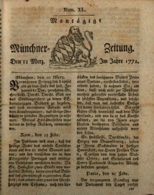 Münchner Zeitung (Süddeutsche Presse) Montag 11. März 1771