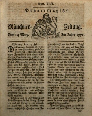 Münchner Zeitung (Süddeutsche Presse) Donnerstag 14. März 1771