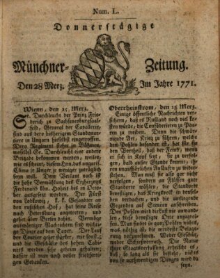 Münchner Zeitung (Süddeutsche Presse) Donnerstag 28. März 1771