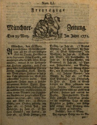 Münchner Zeitung (Süddeutsche Presse) Freitag 29. März 1771