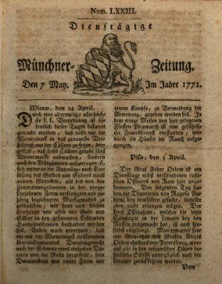 Münchner Zeitung (Süddeutsche Presse) Dienstag 7. Mai 1771