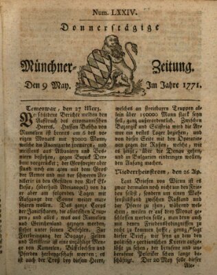 Münchner Zeitung (Süddeutsche Presse) Donnerstag 9. Mai 1771