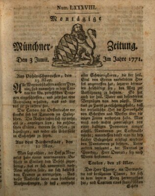 Münchner Zeitung (Süddeutsche Presse) Montag 3. Juni 1771