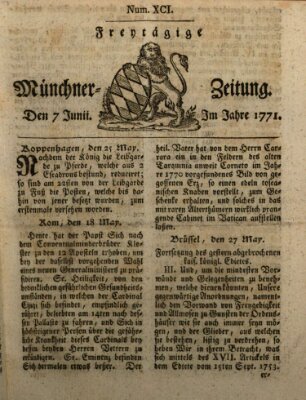 Münchner Zeitung (Süddeutsche Presse) Freitag 7. Juni 1771