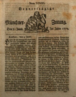 Münchner Zeitung (Süddeutsche Presse) Donnerstag 20. Juni 1771