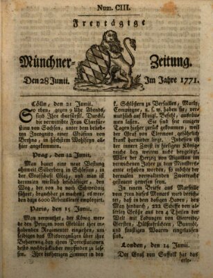 Münchner Zeitung (Süddeutsche Presse) Freitag 28. Juni 1771