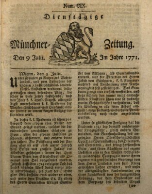 Münchner Zeitung (Süddeutsche Presse) Dienstag 9. Juli 1771