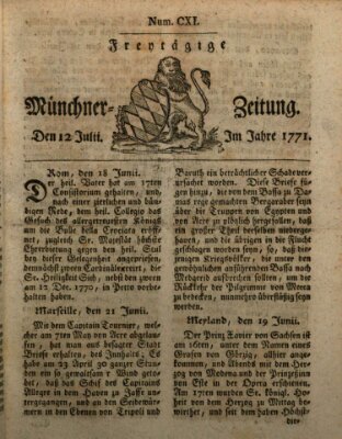 Münchner Zeitung (Süddeutsche Presse) Freitag 12. Juli 1771