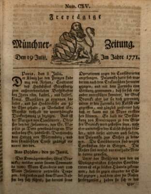 Münchner Zeitung (Süddeutsche Presse) Freitag 19. Juli 1771