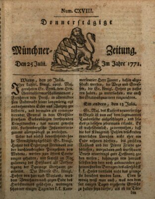 Münchner Zeitung (Süddeutsche Presse) Donnerstag 25. Juli 1771