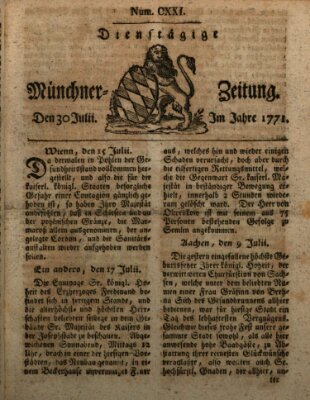 Münchner Zeitung (Süddeutsche Presse) Dienstag 30. Juli 1771