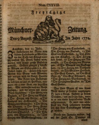 Münchner Zeitung (Süddeutsche Presse) Freitag 9. August 1771