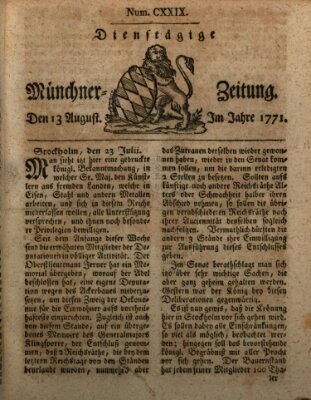 Münchner Zeitung (Süddeutsche Presse) Dienstag 13. August 1771