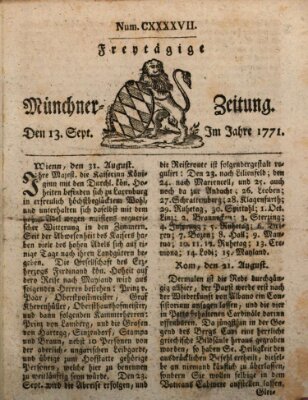 Münchner Zeitung (Süddeutsche Presse) Freitag 13. September 1771