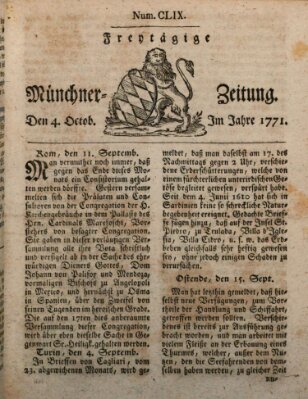 Münchner Zeitung (Süddeutsche Presse) Freitag 4. Oktober 1771