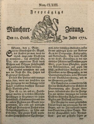 Münchner Zeitung (Süddeutsche Presse) Freitag 11. Oktober 1771