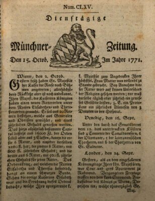 Münchner Zeitung (Süddeutsche Presse) Dienstag 15. Oktober 1771