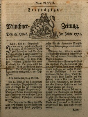 Münchner Zeitung (Süddeutsche Presse) Freitag 18. Oktober 1771