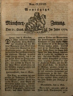 Münchner Zeitung (Süddeutsche Presse) Montag 21. Oktober 1771