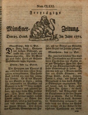 Münchner Zeitung (Süddeutsche Presse) Freitag 25. Oktober 1771